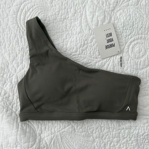 ACTA Actawear size S green one shoulder sport bra/top